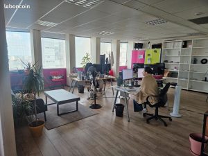 Plateau de bureaux avec bureaux individuels et plantes dans la Tour Essor